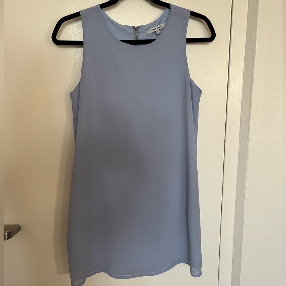 Naked Zebra Sleeveless Light Blue Tank Top Dress